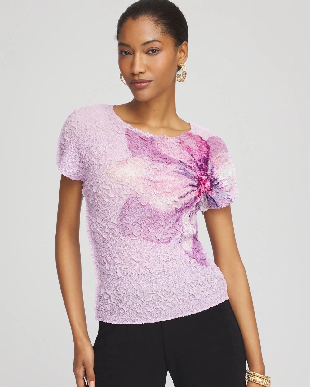 Travelers™ Collection Tropical-Floral Textured Top | Chico's